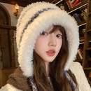 毛绒绒显脸小秋冬大头围保暖防寒雷锋帽子可爱毛线针织套头帽护耳