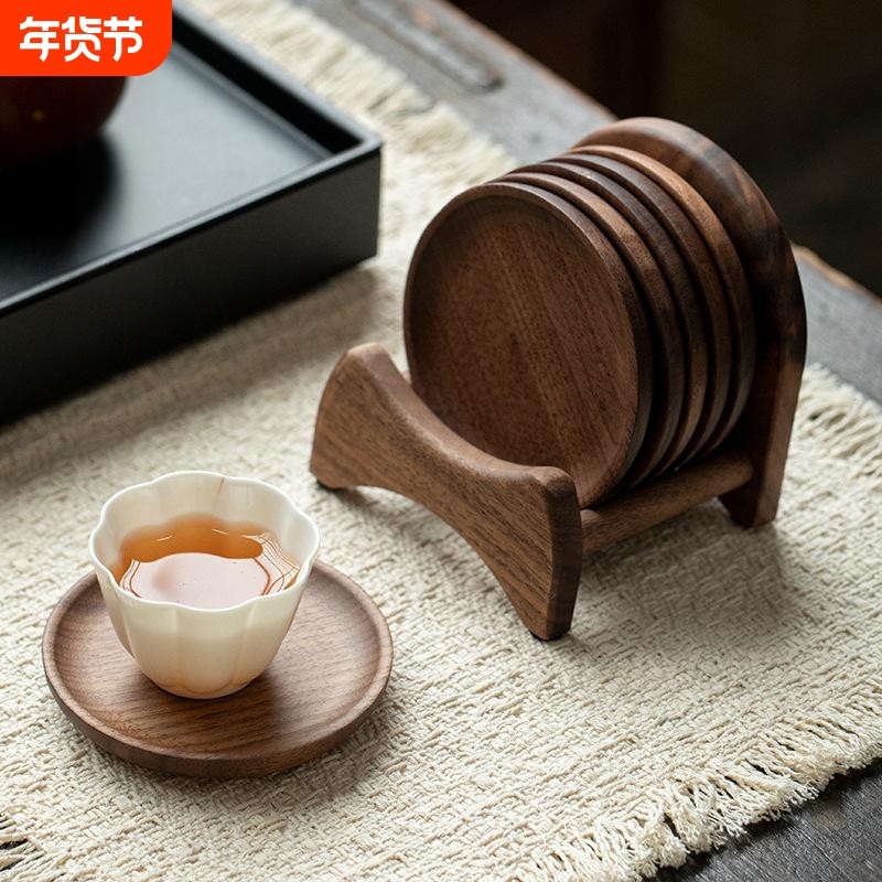 北美胡桃木杯垫套装家用茶杯底座茶杯托纯实木隔热垫茶道配件,餐饮具,杯垫,淘宝优惠券,粉丝福利购,淘宝优惠卷