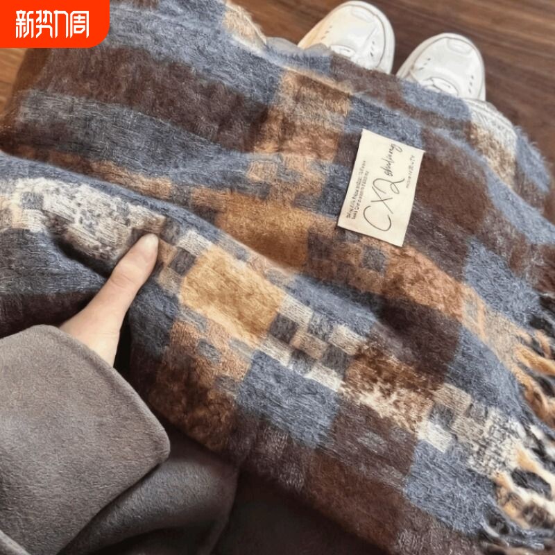 围巾女秋冬季高级氛围感2025新款加厚格子韩系保暖围脖男冬天礼物