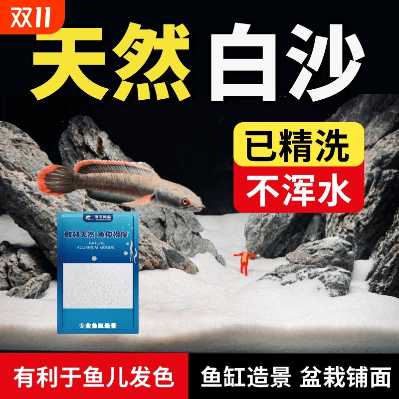 白色石英砂细沙鱼缸造景底砂溪流铺底白沙海沙装饰精致景观生态