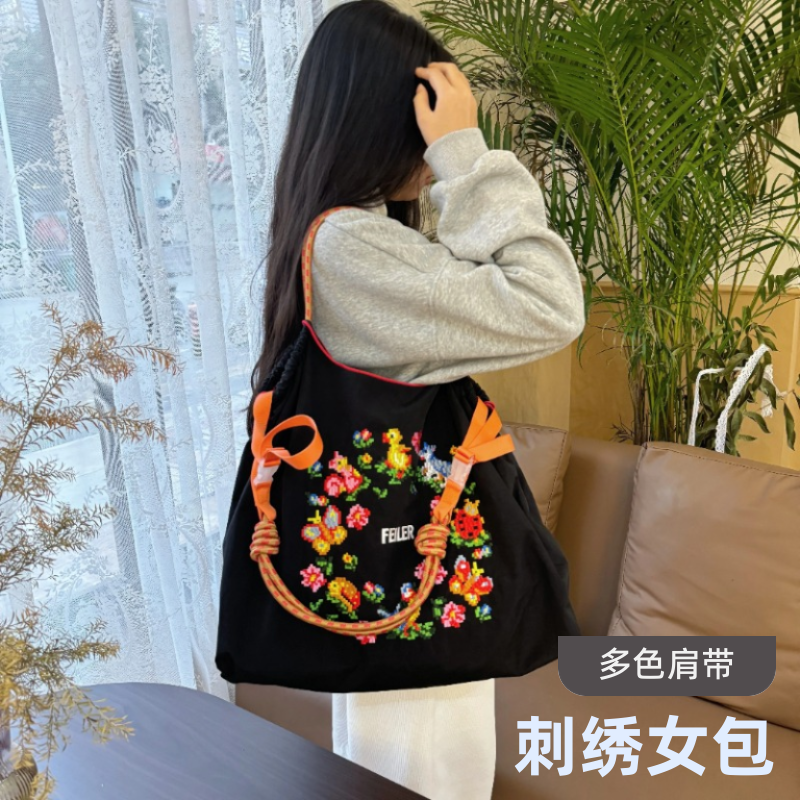 2024新款斜挎包手提袋日本ballchain刺绣尼龙环保袋购物袋单肩包