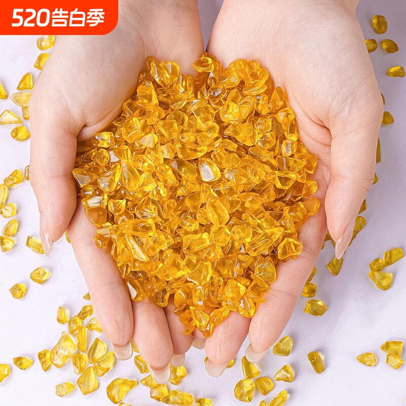 天然巴西黄水晶碎石碎料消磁石摆件聚宝盆曼扎供佛散装天然水晶