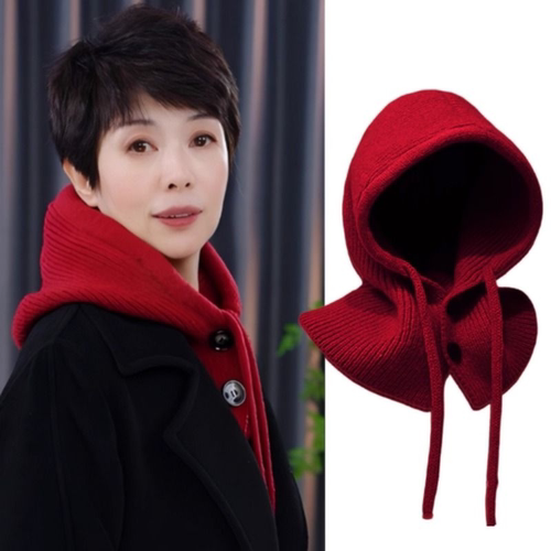 帽子围巾护颈围脖一体帽2025秋冬新款保暖毛线洋气韩版针织拉法帽