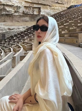 围巾超大防晒丝巾迪拜旅游沙漠拍照头巾棉麻民族风披肩女新疆春秋