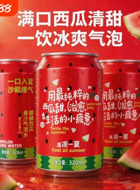 农科院推荐冰镇西瓜汁风味饮料320ml西瓜气泡水清甜0果汁解渴罐装