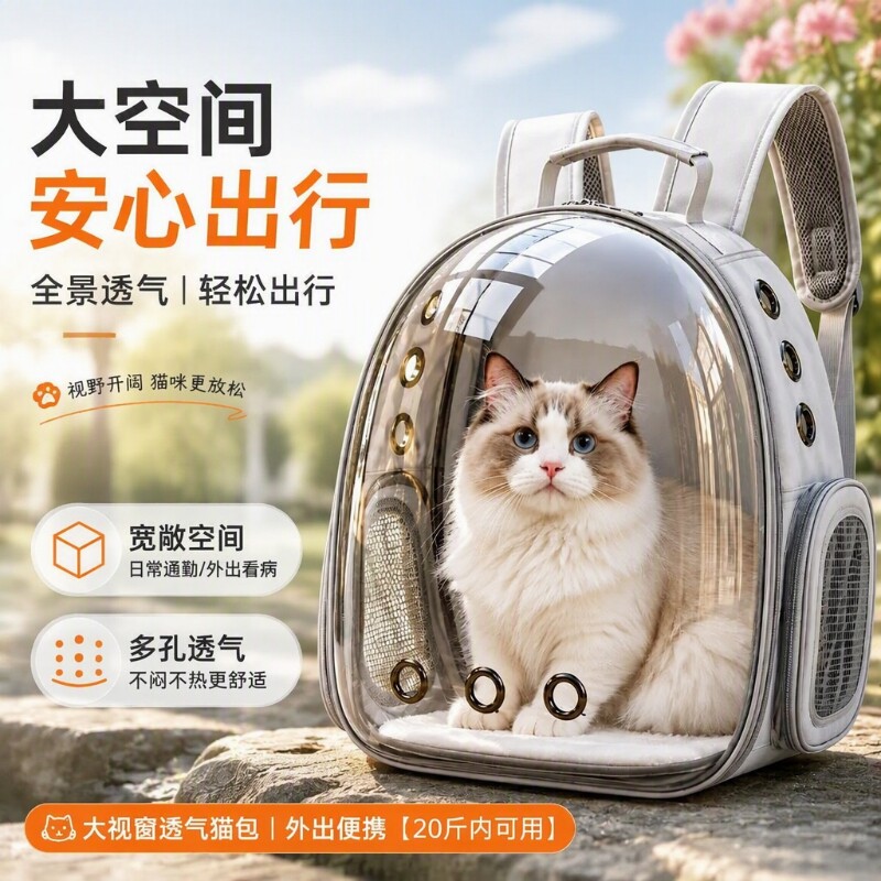 猫包太空舱航空箱宠物外出包便携透气户外休闲大号大容量猫双肩包