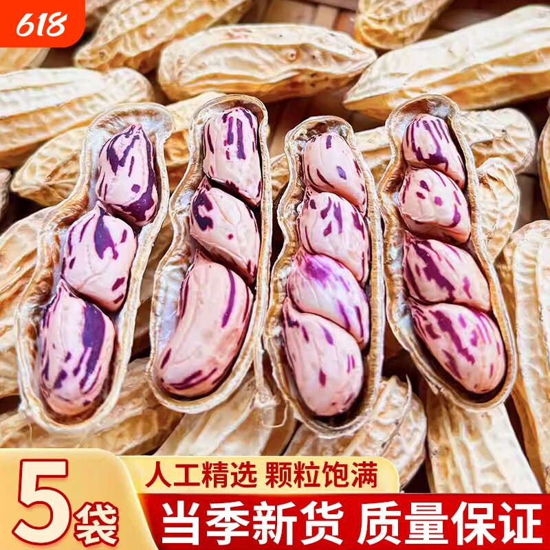 云南新货七彩花生带壳富晒干花生米炒货坚果休闲小零食6斤批发