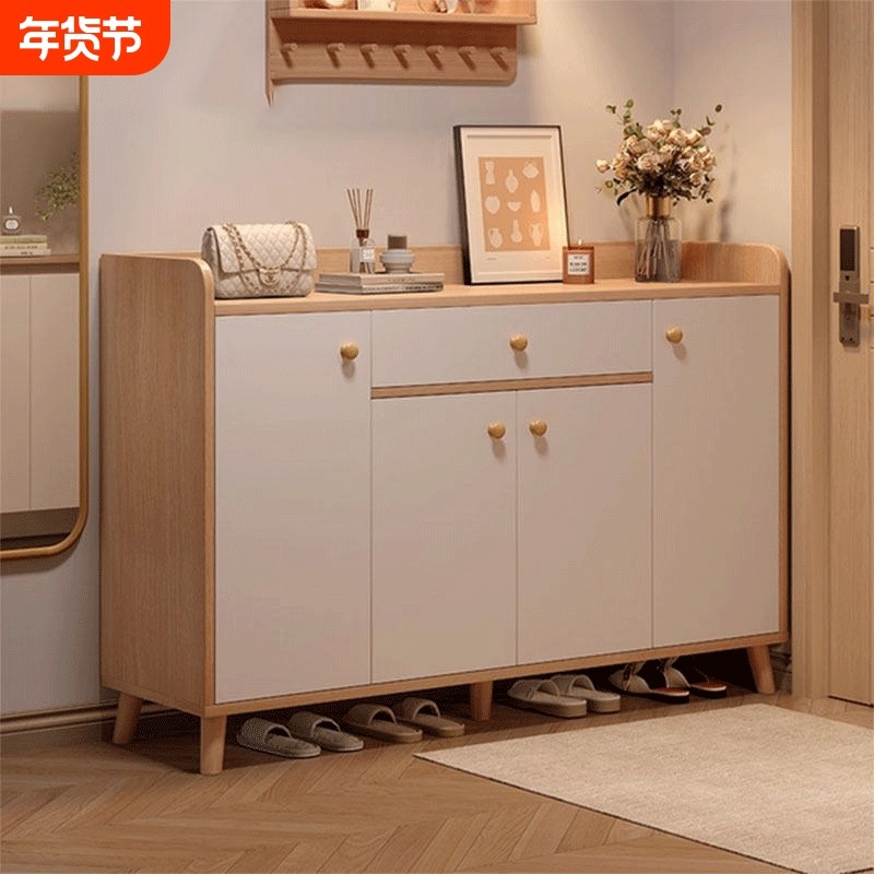 实木鞋柜家用门口入户门2026玄关收纳柜一体靠墙楼道鞋架大容量