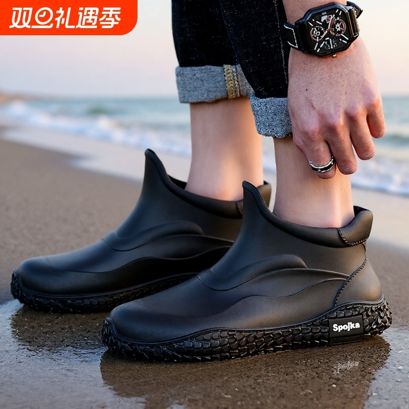 短筒时尚男士雨鞋水鞋防水防滑钓鱼雨靴男款工作耐磨胶鞋厨房水靴