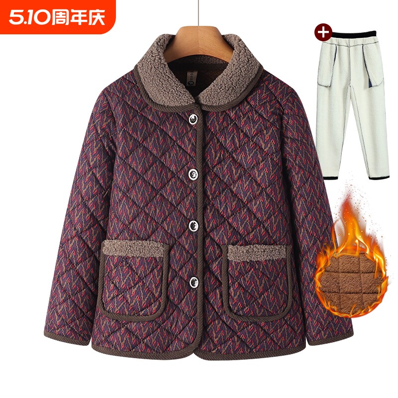 老年棉袄女奶奶冬装棉衣厚外套2025新款加绒保暖过年衣服妈妈棉服