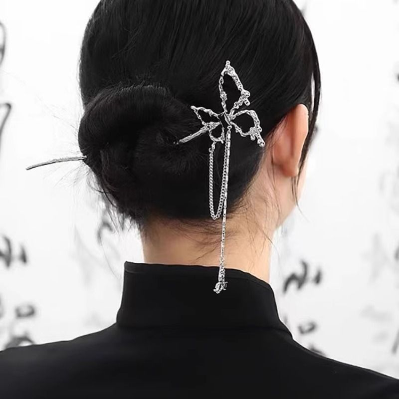 蝴蝶流苏步摇发簪新中式古风小众复古重工簪子发饰发钗高级感金属