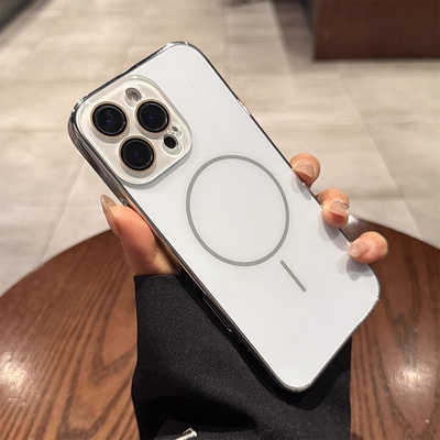 适用iPhone16ProMax磁吸手机壳苹果15Pro新款细圈14保护套magsafe充电12白色Plus磨砂玻璃11全包镜头膜13男女