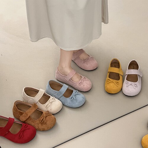 红色内增高玛丽珍单鞋女春2026新款配裙子平底百搭勃肯鞋蓝色紫色