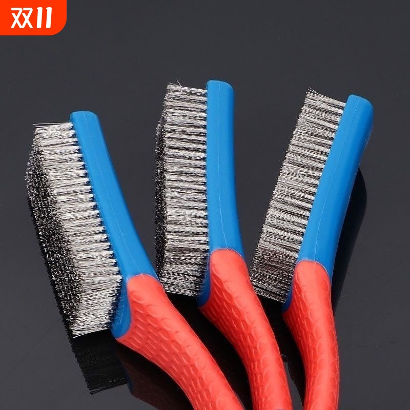 不锈钢钢丝刷除漆除锈木柄鱼鳞刷塑料柄文玩菩提金刚核桃去污刷