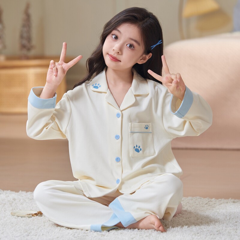 女童睡衣春秋季长袖纯棉2026新款中大童初中学生女孩卡通家居服秋
