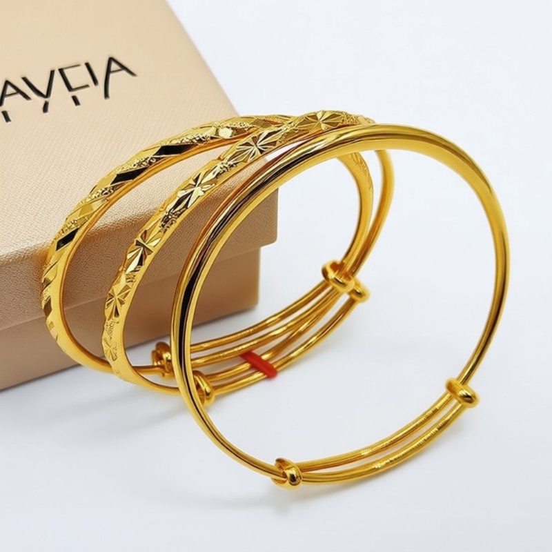 越南沙金手镯女满天星活口推拉可调节龙凤磨砂光面镯子不掉色戒指