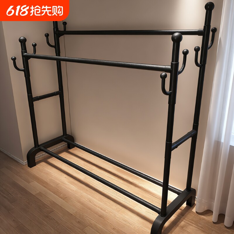简易晾衣架落地衣帽架家用阳台挂衣杆晒衣服架子收纳架卧室宿舍