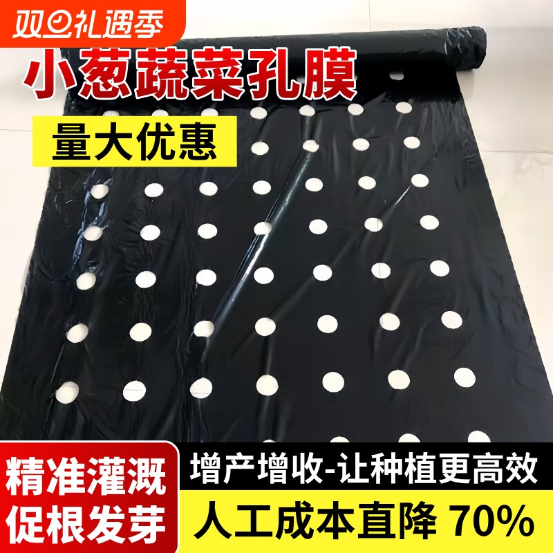 打孔黑色地膜保温保湿抗老化薄膜药材小葱辣椒朝天椒专用开孔种植