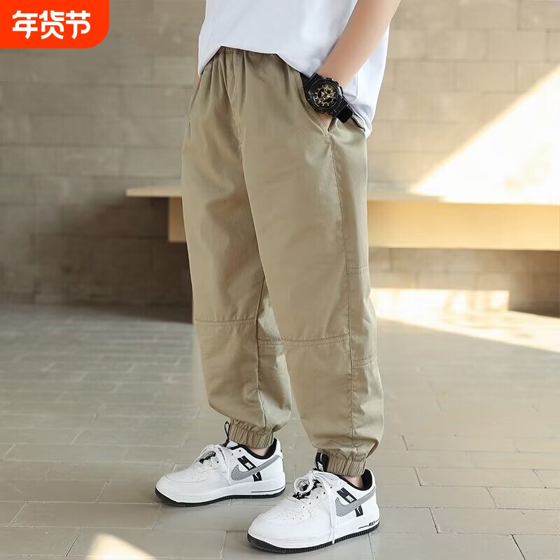 男童裤子秋款薄款2025新款儿童秋季防蚊裤中大童潮男孩休闲工装裤