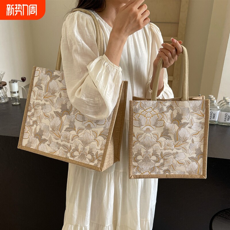 帆布包包女手提包2024大容量新款麻布手提袋女ins上班通勤托特