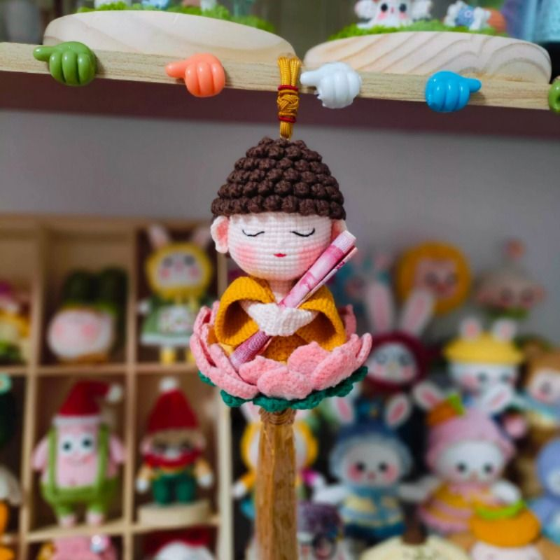 手工编织佛陀车挂保平安毛线diy祝福礼物汽车配饰钩织朋友材料包