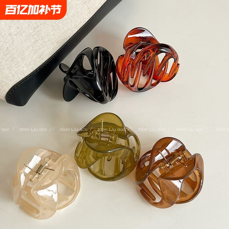 异形南瓜发抓夹女高级感发夹2024新款高端后脑勺鲨鱼夹小夹子发饰