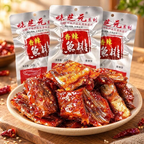 味芝元香辣鱼排鱼尾26g湖南特产超辣解馋零食小吃网红零食追剧