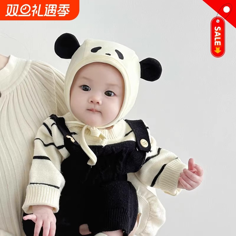 婴儿帽子宝宝秋冬款小月龄可爱护耳帽冬季新生男女保暖包头帽防风