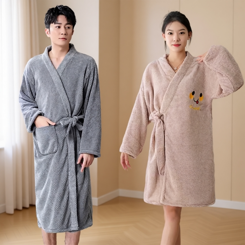 男士浴袍浴巾珊瑚绒家用男女吸水速干情侣款裹巾四季通用洗澡专用