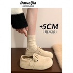 厚底内增高加绒勃肯鞋女2025秋冬新款一脚蹬丑萌大头全包博肯棉鞋