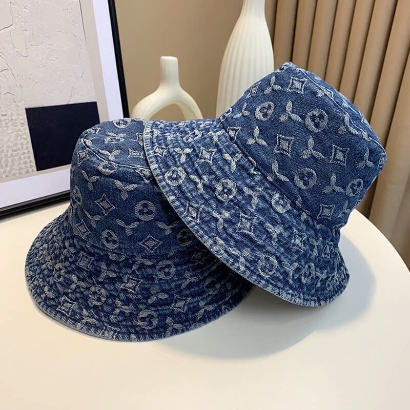 潮牌老花牛仔渔夫帽女春夏季休闲百搭显脸小水桶帽男户外遮阳盆帽