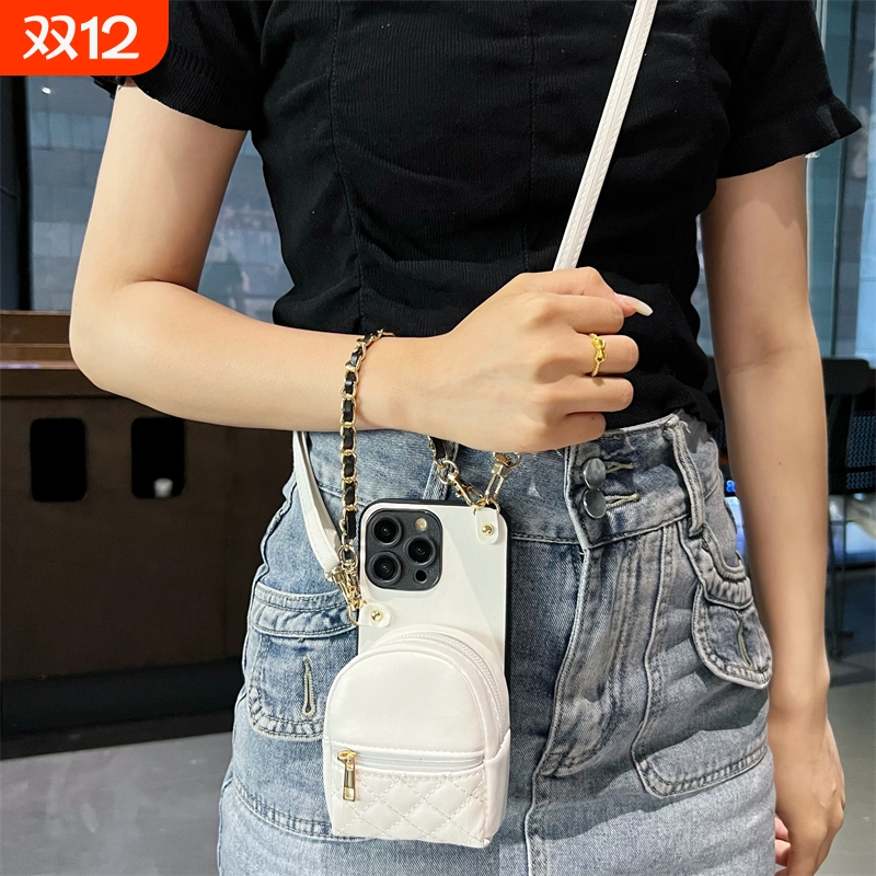 简约零钱包手提斜跨防摔手机壳