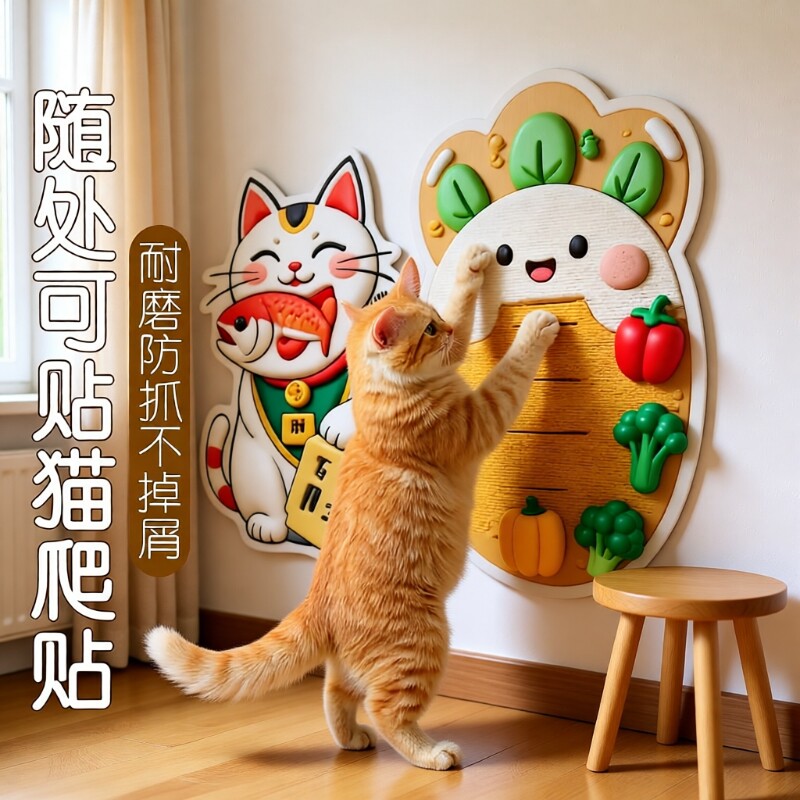 猫抓板耐磨不掉屑防猫抓沙发贴墙猫抓贴垫2025新猫咪玩具猫爬耐抓
