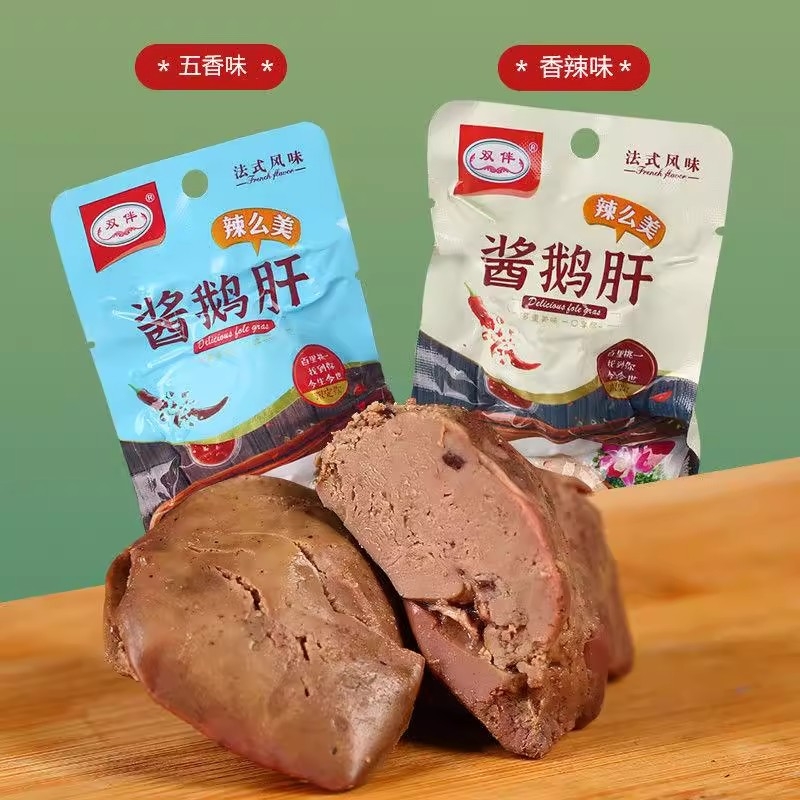 双伴酱鹅肝整盒20包500g法式风味即食香辣鹅肉类熟食解馋零食小吃