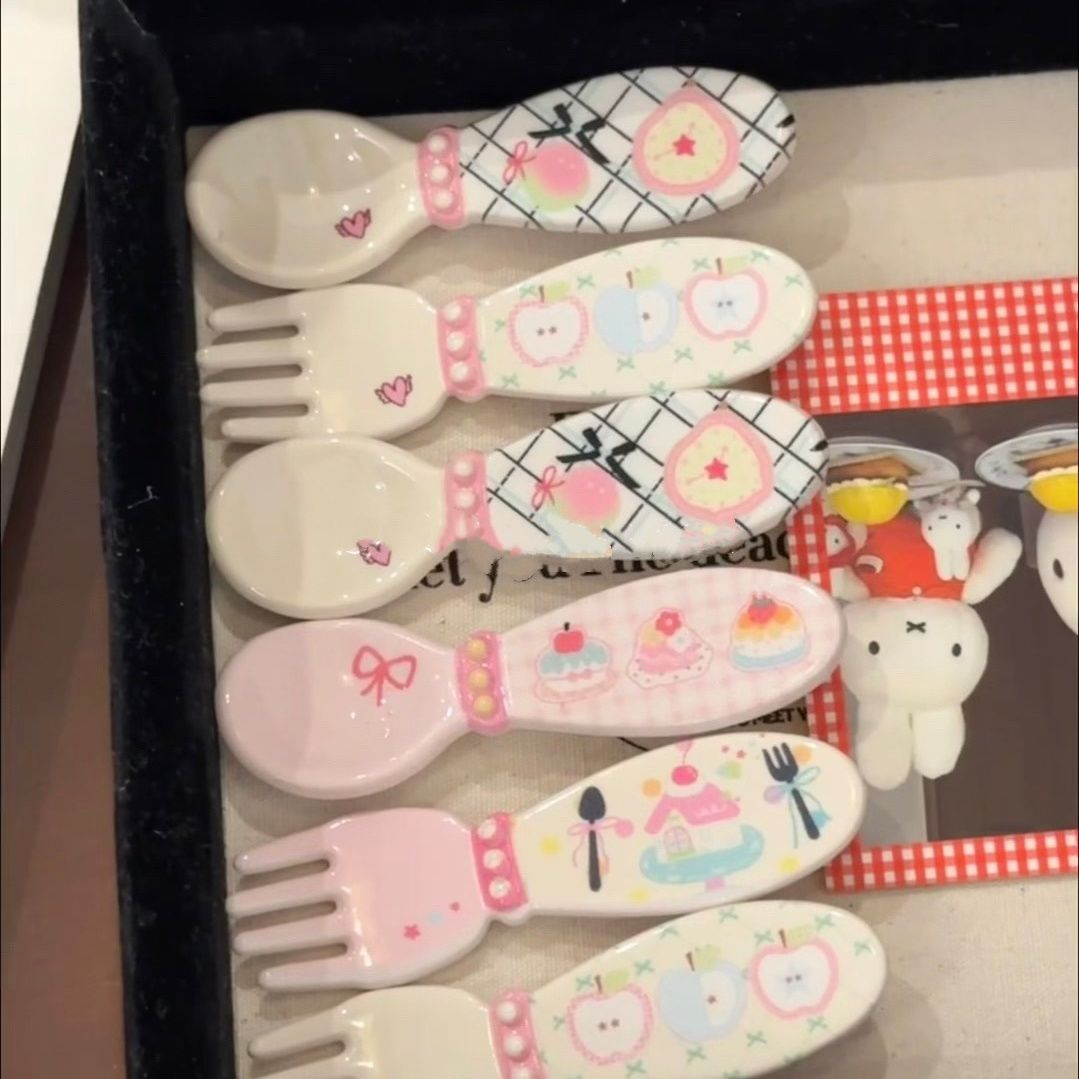 可爱风趣味少女心勺子叉子韩系侧边夹女发夹鸭嘴夹子发卡刘海夹