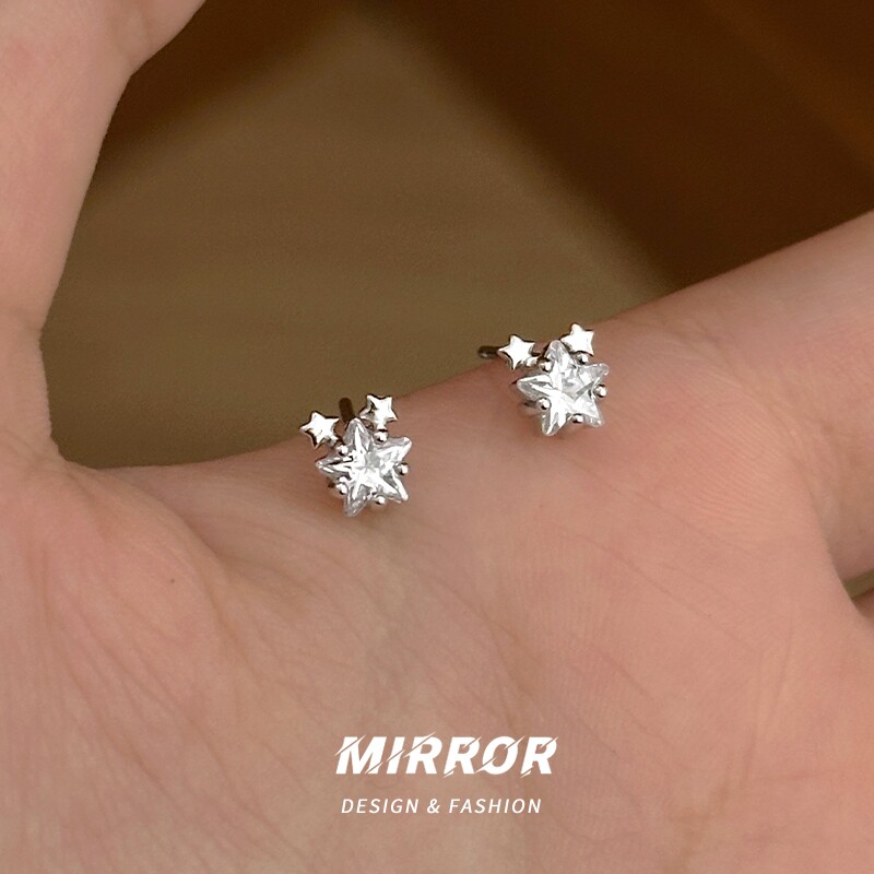 小麋人999银星星闪亮耳钉女耳环耳饰简约气质高级感时尚新款潮