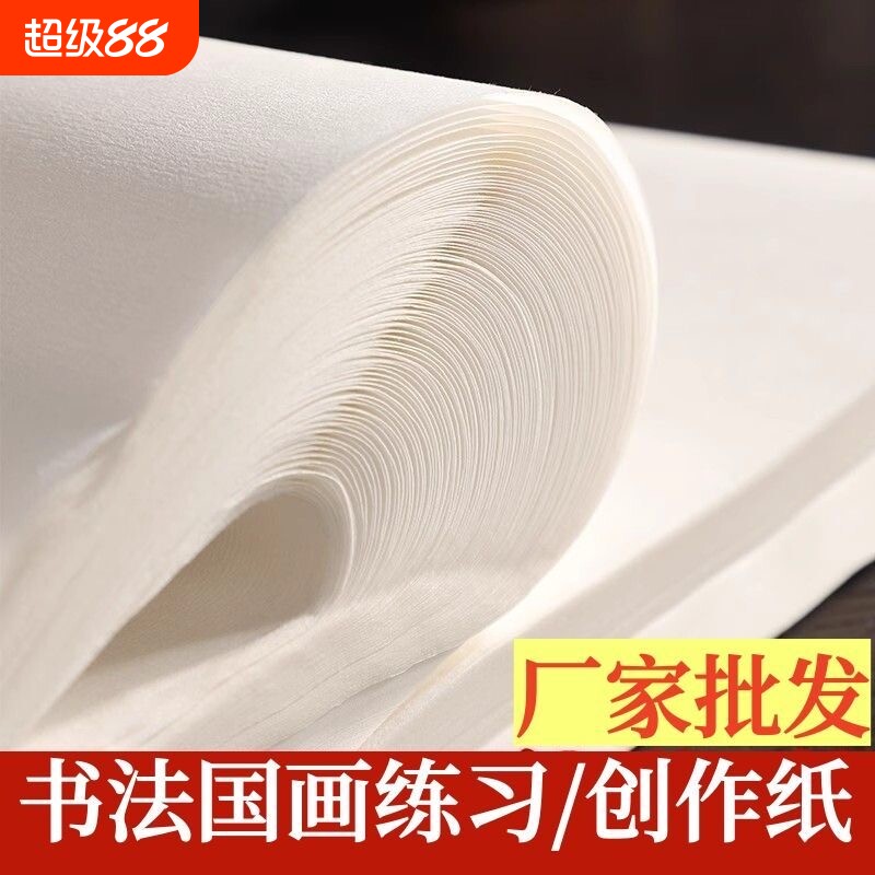 书画纸国画生纸作品纸工笔画熟纸初学者书法练习纸毛笔字的纸练字纸半生半熟四尺对开书法纸小楷六尺四开三尺