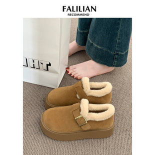 子保暖棉鞋 厚底加绒勃肯鞋 外穿毛毛鞋 秋冬季 雪地靴防水 女2025新款