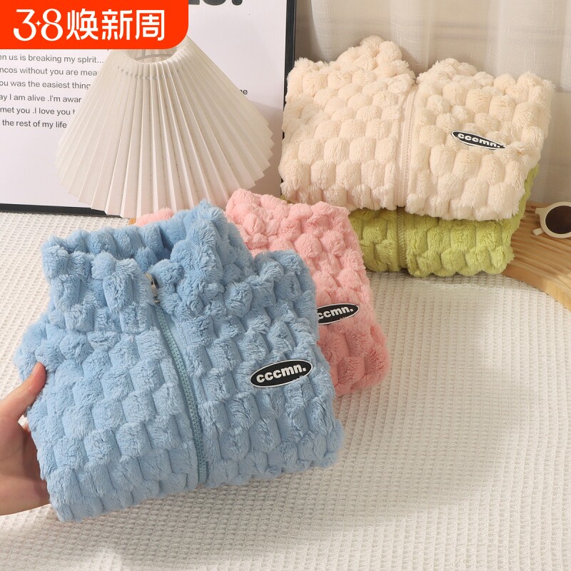 儿童外套珊瑚绒装秋冬季男女童金龟绒外套中小童上衣宝宝毛毛衣