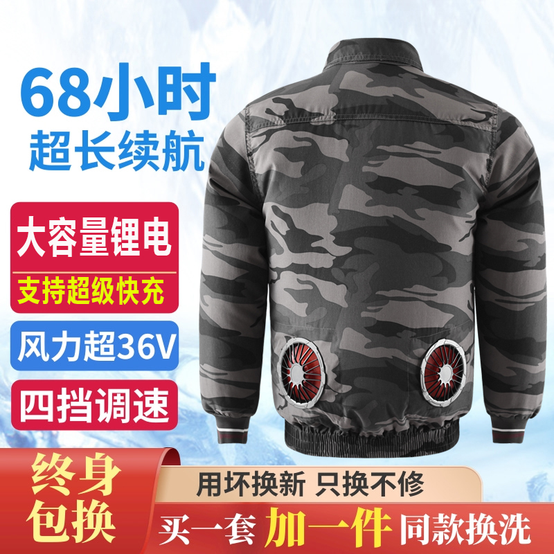 夏季降温空调服男款带风扇的衣服工装迷彩电焊工地劳动薄款工作服