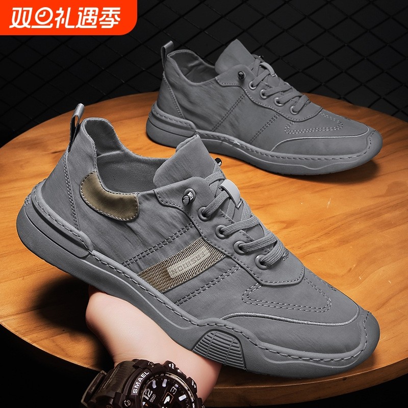 透气冰丝2025耐磨男士懒人一脚蹬新款男鞋帆布鞋工作夏季板鞋休闲