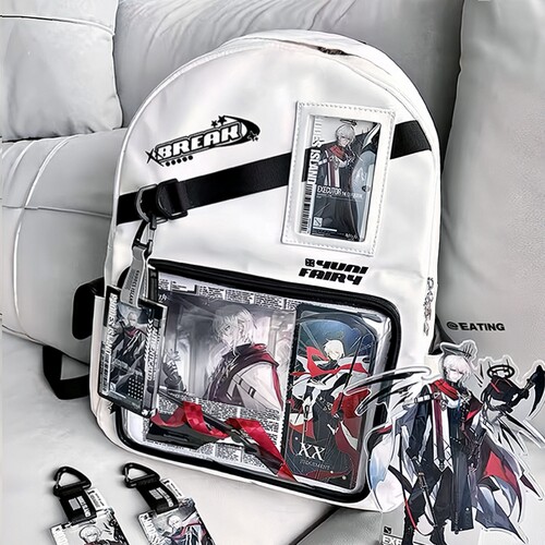 男女痛包双肩大容量二次元漫展初中生书包旅游透明吧唧谷子背包