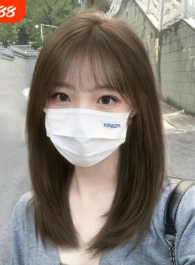 假发女中长发自然发丝全头锁骨发减龄短发头套圆脸发型刘海醒发