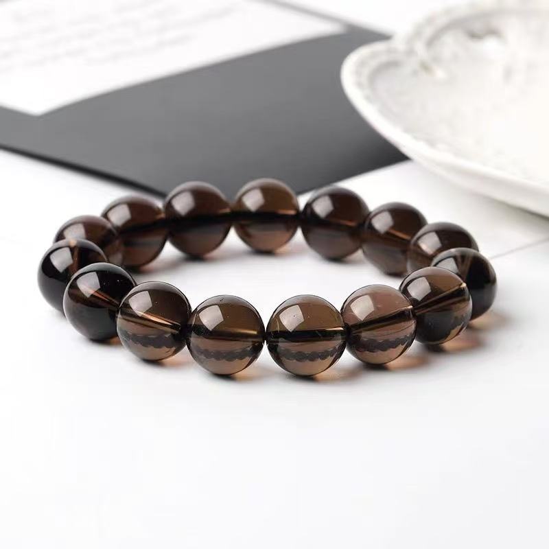 热销茶水晶单圈手链茶晶烟晶仿串时尚饰品散珠子手串多圈手串送人