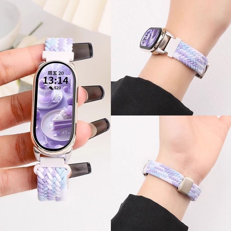 适用小米手环8/9/10表带新款尼龙编织回环搭配金属接头腕带智能运动小米8/9手表带经典时尚9NFC男女替换腕带