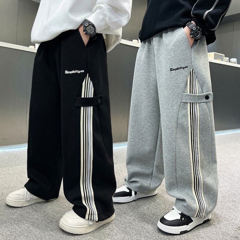 男童裤子春秋款2026新款潮儿童春装运动裤宽松中大童直筒卫裤痞帅