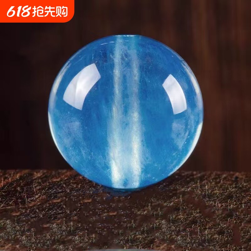 天然高冰透海蓝宝散珠水晶手链蓝水晶珠子多宝手串配珠diy配件