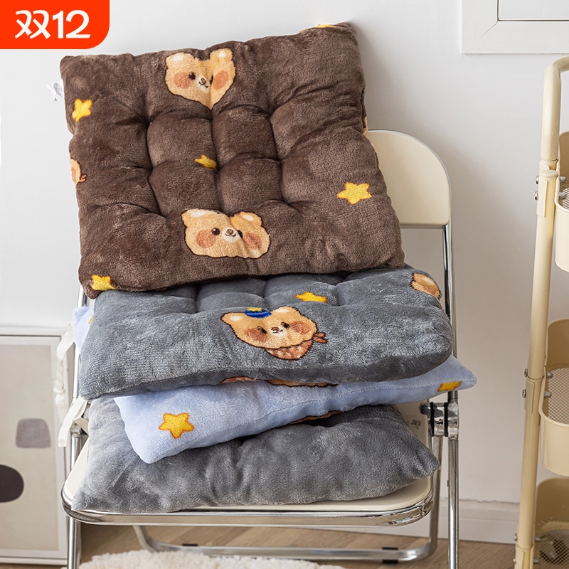 牛奶绒冬季加厚椅子垫防滑柔软