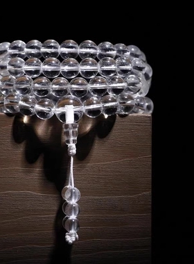 白水晶手链女男手串情侣手持项链毛衣链颗水晶108