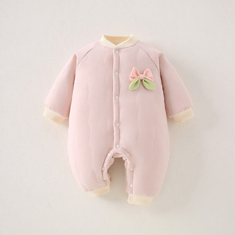 婴幼儿夹棉宝宝连体衣秋冬季保暖棉服男女可爱加厚哈衣温暖爬爬服